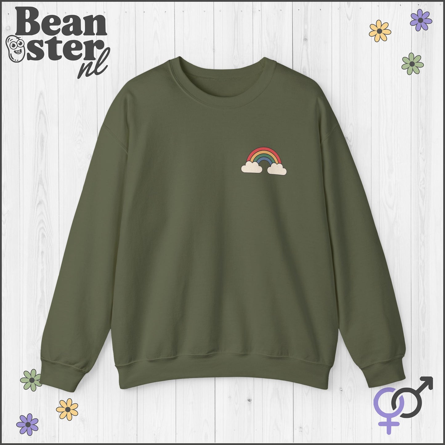 Groovy Flower Sweatshirt – Big Fan of Human Rights Back & Front