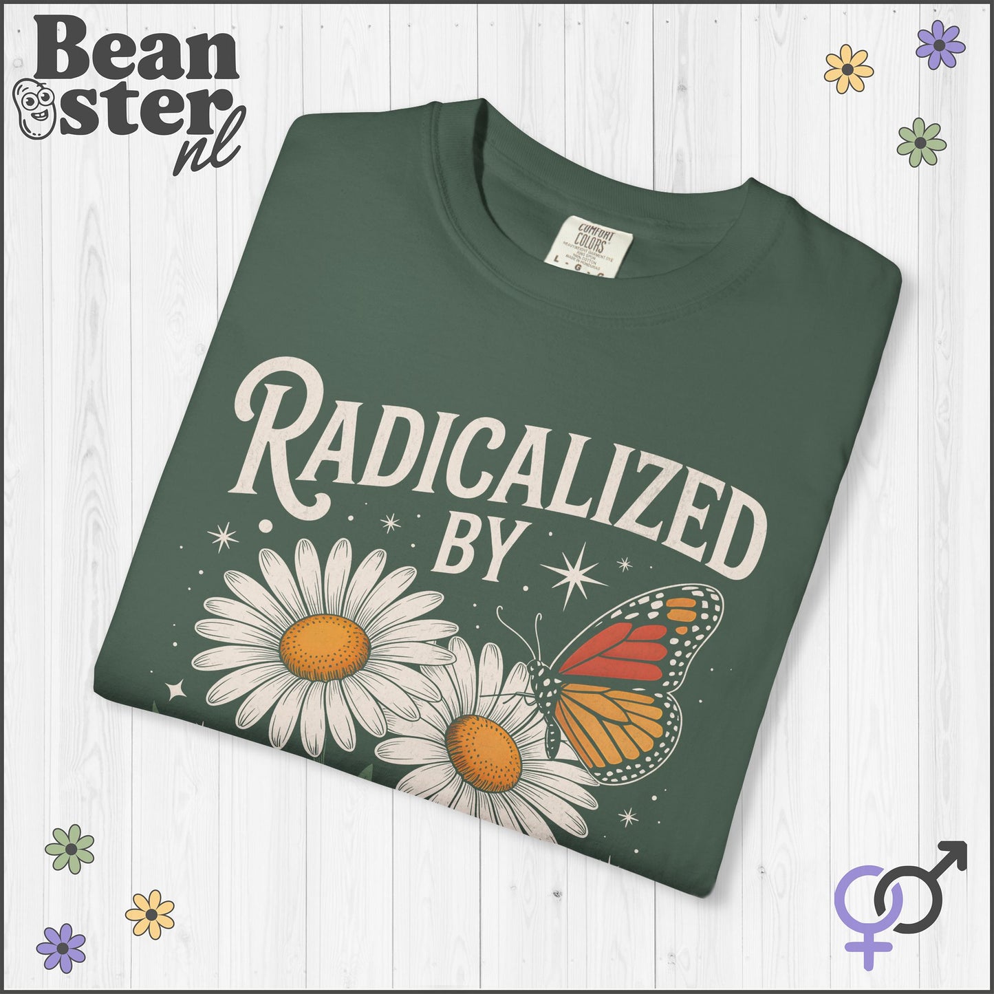 Radicalized by Basic Decency T-Shirt – Floral Butterfly Tee