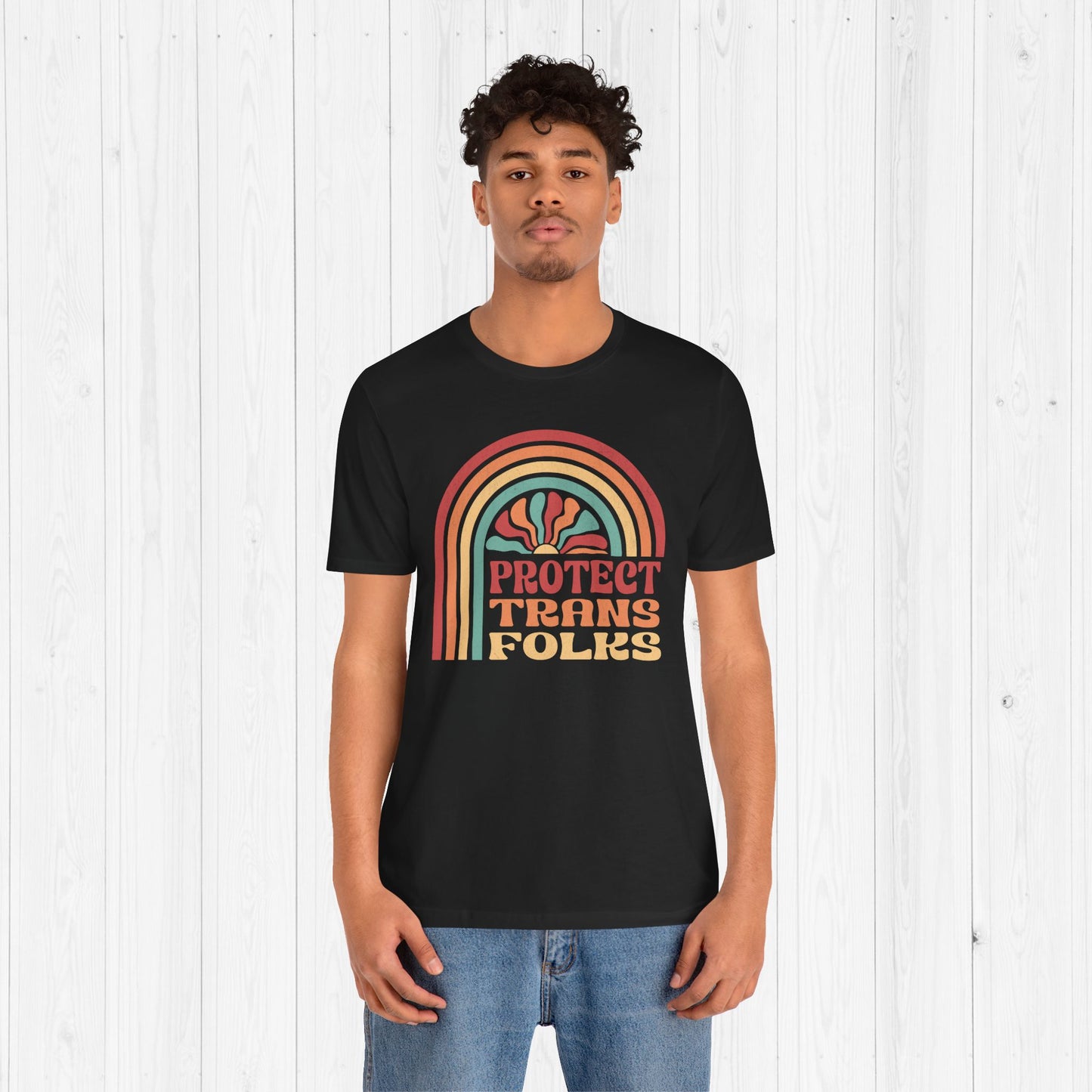 Protect Trans Folks Retro Tee | 80s Pride Shirt