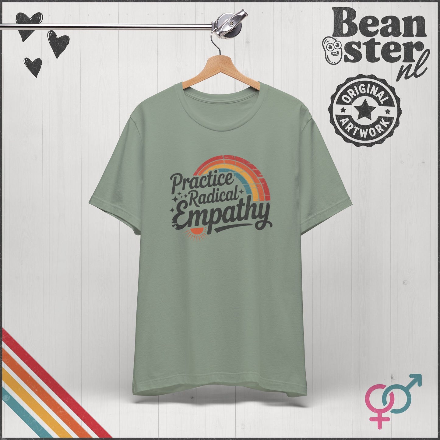 Practice Radical Empathy Tee – Retro Rainbow T-Shirt