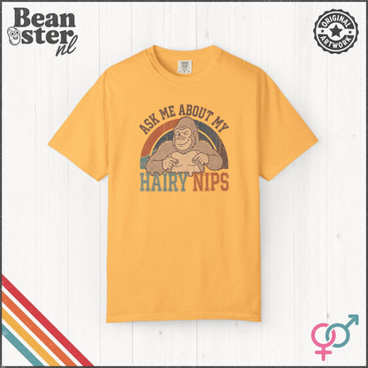 Ask Me About My Hair Nips Shirt - Funny Gorilla Nipple T-Shirt