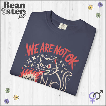We Are Not Ok Kawaii Black Cat Shirt – Leftist Statement Tee