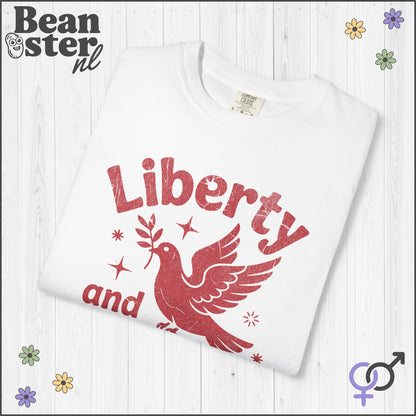 Liberty &amp; Justice For All Peace Pigeon Activist Tee