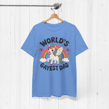Worlds Gayest Dad T-Shirt – Rainbow Unicorn