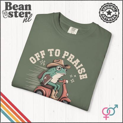 Off To Praise The Lord Frog T-Shirt – Funny Christian Gift