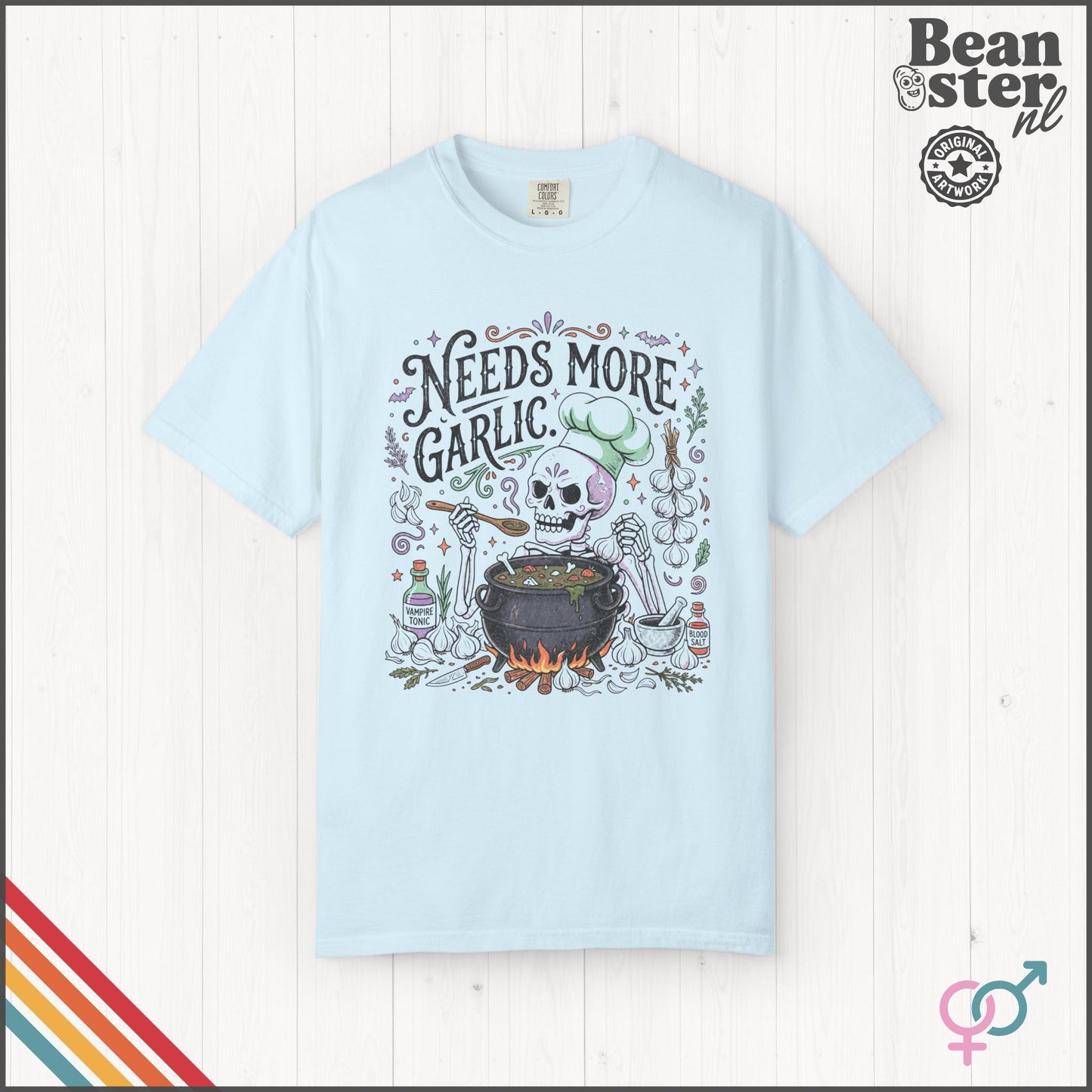 Needs More Garlic T-Shirt | Funny Foodie Kitchen Tee