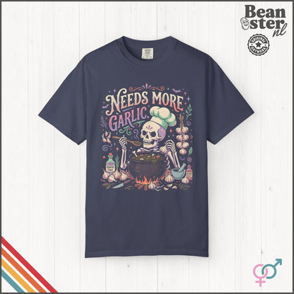 Needs More Garlic T-Shirt | Funny Foodie Kitchen Tee