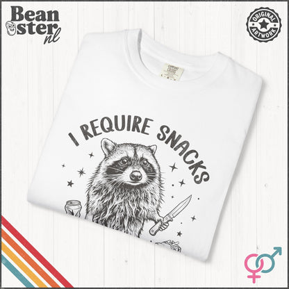 I Require Snacks T-Shirt – Funny Food Lover Tee