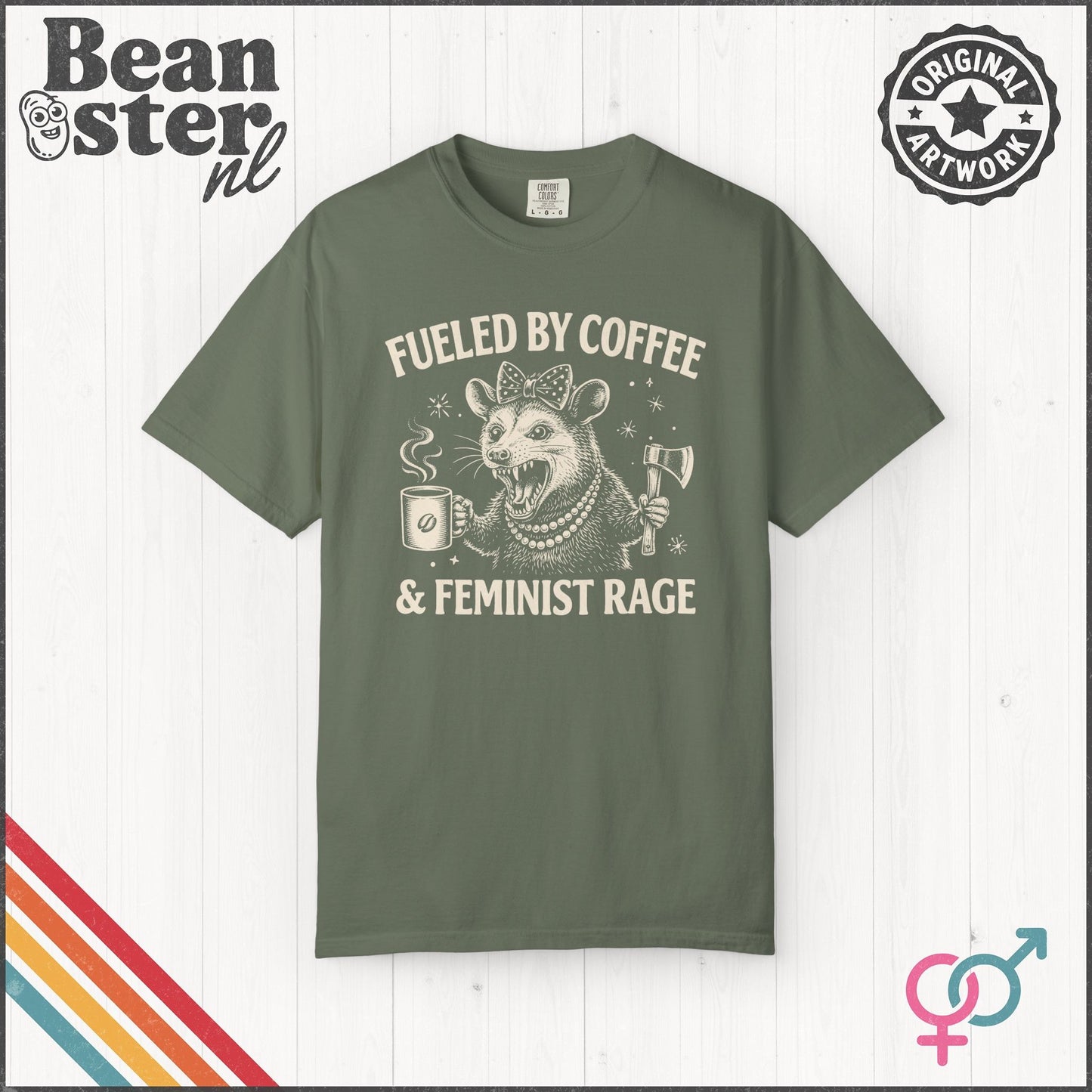 Fueled by Coffee & Feminist Rage Possum T-Shirt