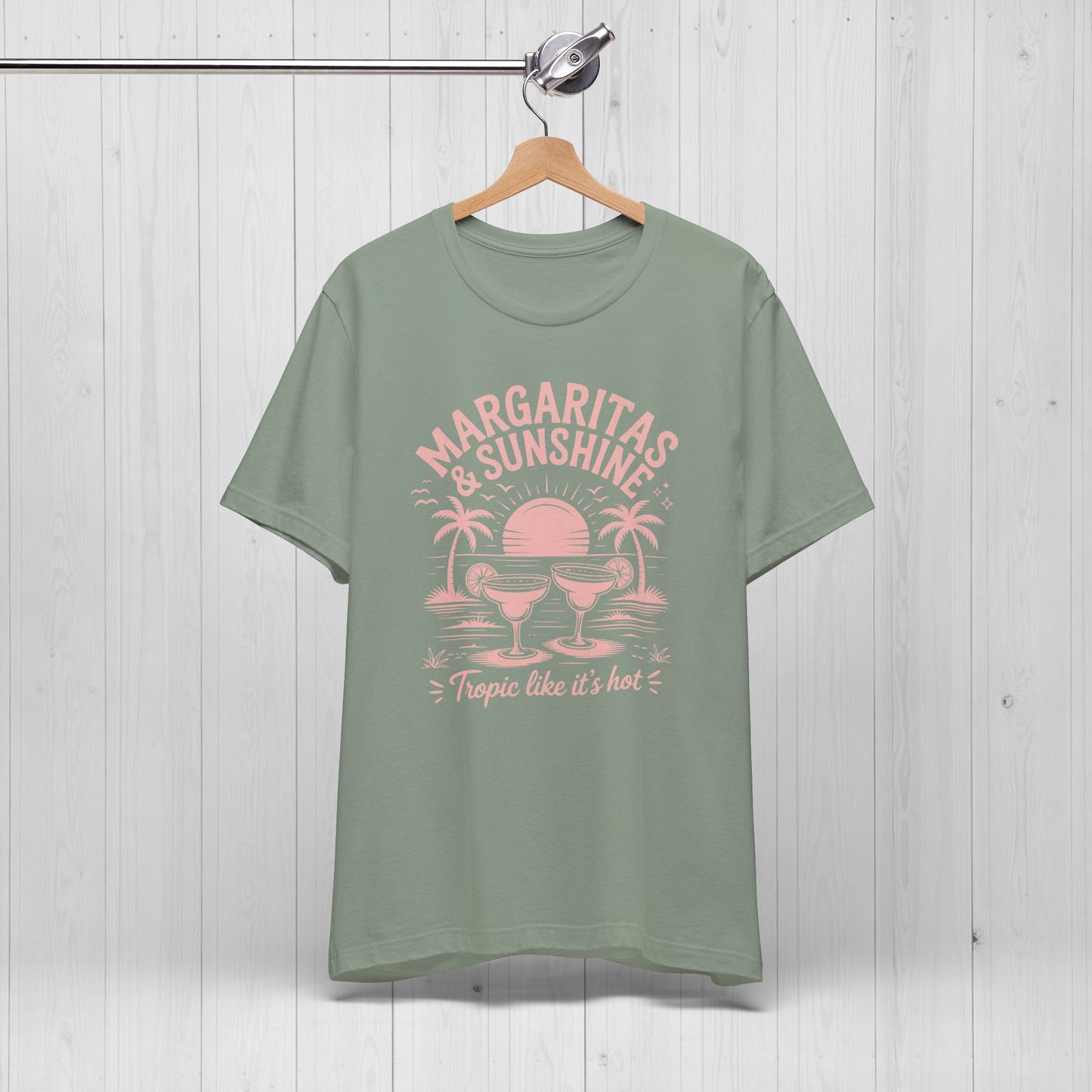 Margaritas and Sunshine Tee – Retro Beach Vibes Shirt 🌞🍹