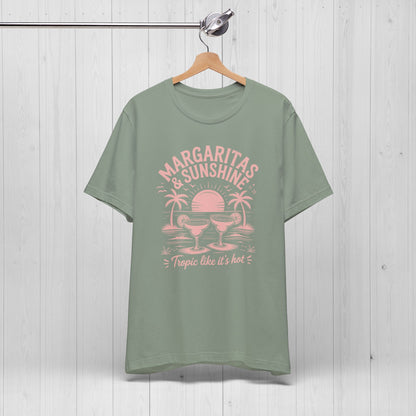 Margaritas and Sunshine Tee – Retro Beach Vibes Shirt 🌞🍹
