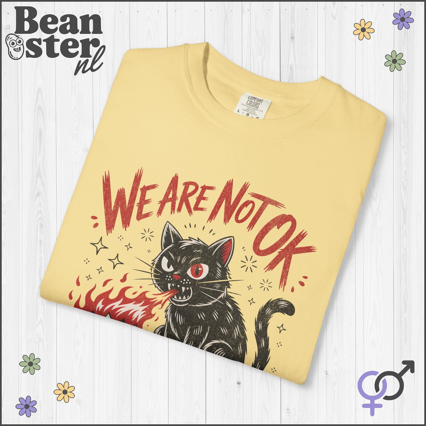 We Are Not Ok Kawaii Black Cat Shirt – Leftist Statement Tee