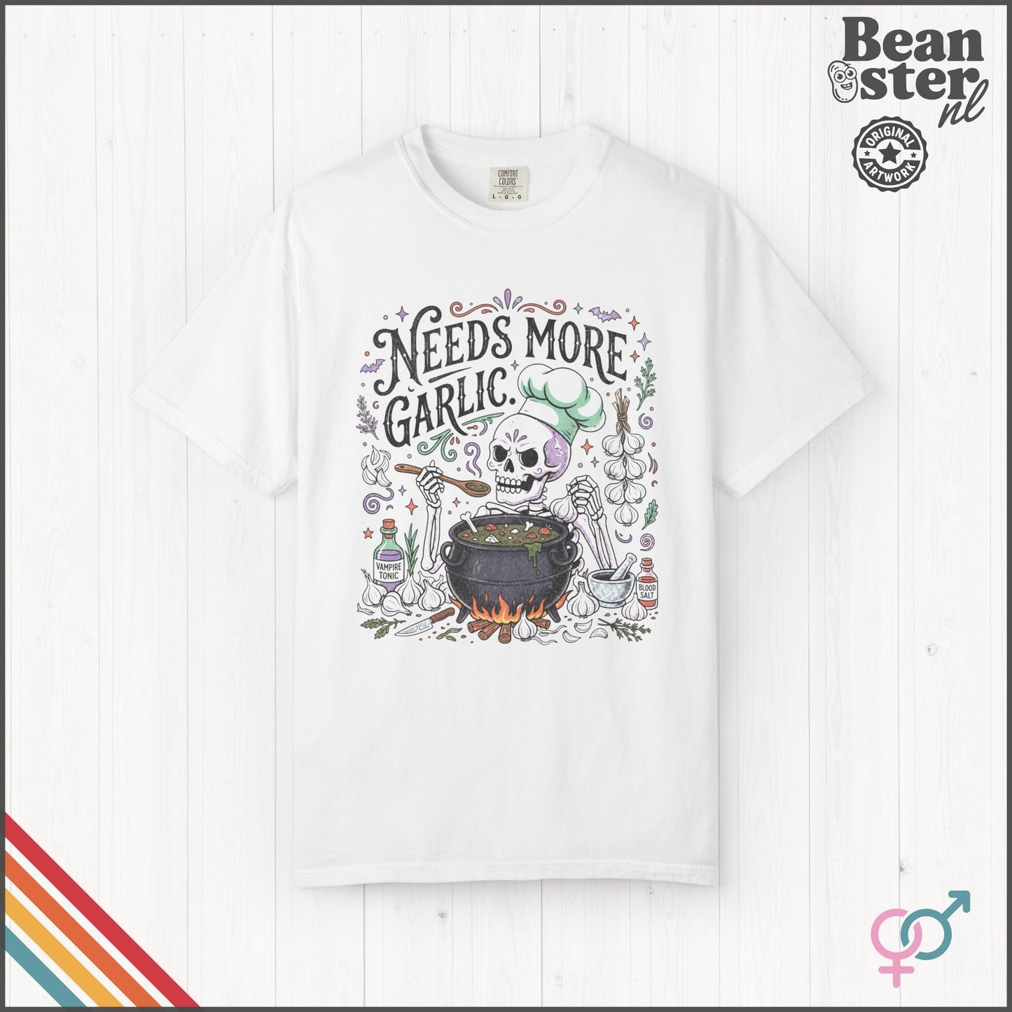 Needs More Garlic T-Shirt | Funny Foodie Kitchen Tee