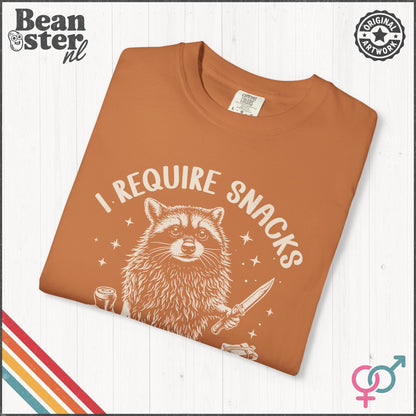 I Require Snacks T-Shirt – Funny Food Lover Tee