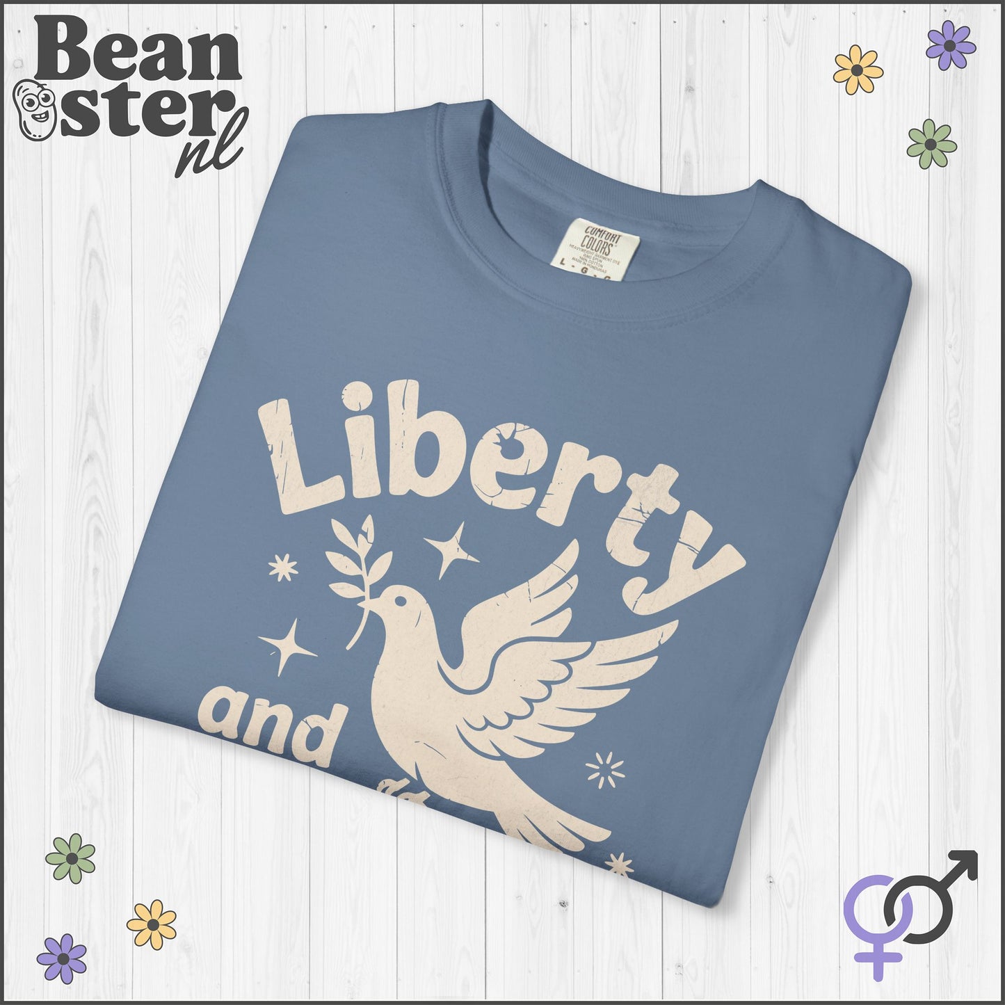 Liberty &amp; Justice For All Peace Pigeon Activist Tee