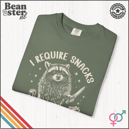 I Require Snacks T-Shirt – Funny Food Lover Tee