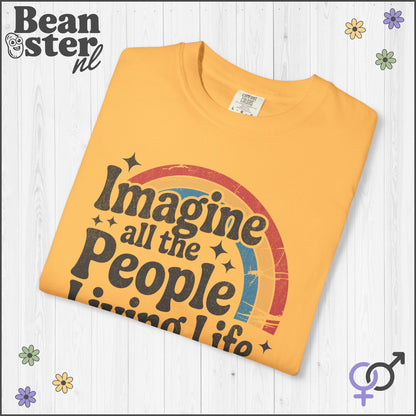 Imagine Peace Activist T-Shirt – Retro Rainbow Design
