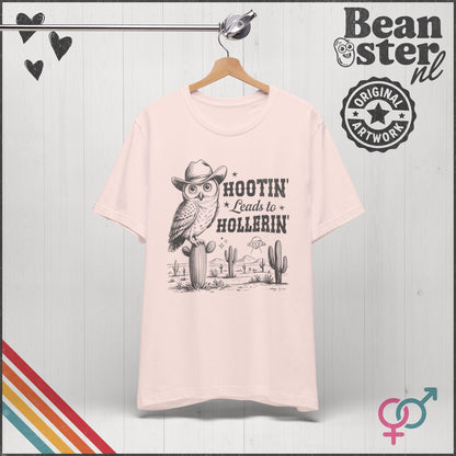 Hootin Leads To Hollerin Owl T-Shirt – Funny Country Tee