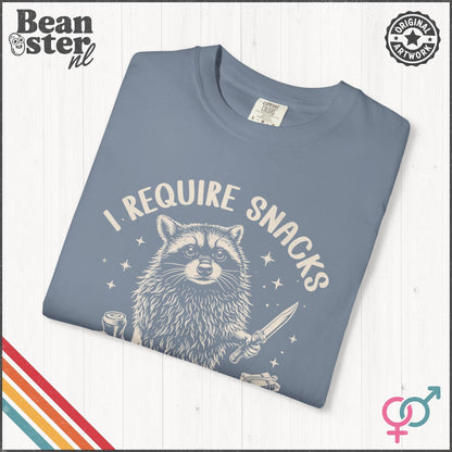 I Require Snacks T-Shirt – Funny Food Lover Tee