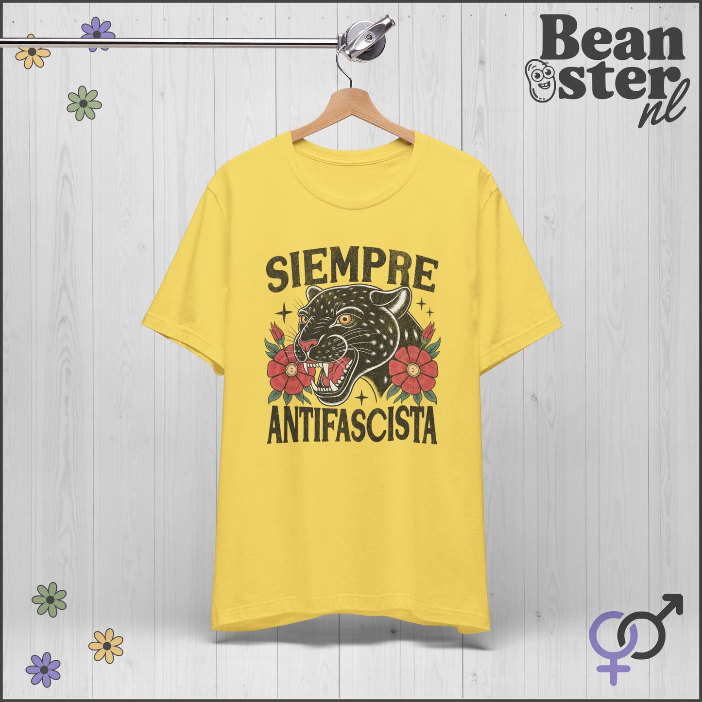Floral Black Panther Shirt – Siempre Antifascista Tee 🌹