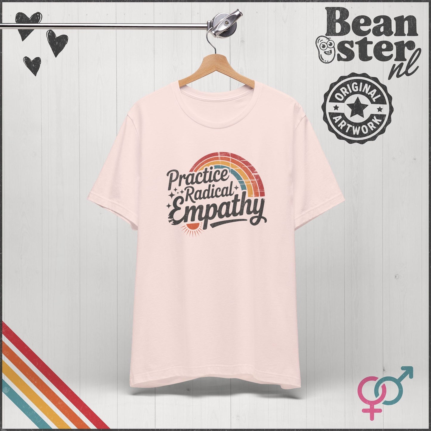 Practice Radical Empathy Tee – Retro Rainbow T-Shirt