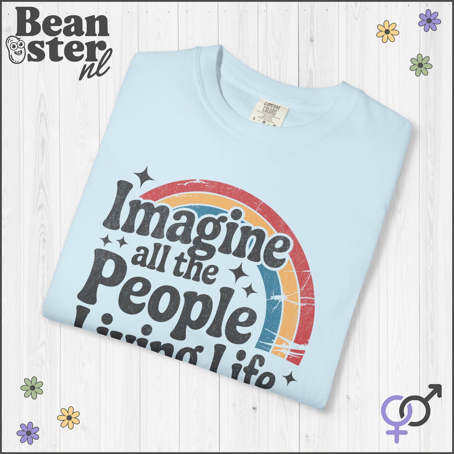 Imagine Peace Activist T-Shirt – Retro Rainbow Design