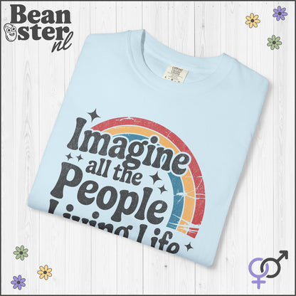 Imagine Peace Activist T-Shirt – Retro Rainbow Design