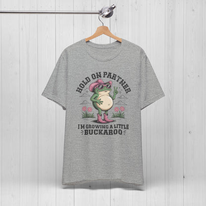 Funny Pregnancy Shirt – Hold On Partner I'm Pregnant Frog Tee