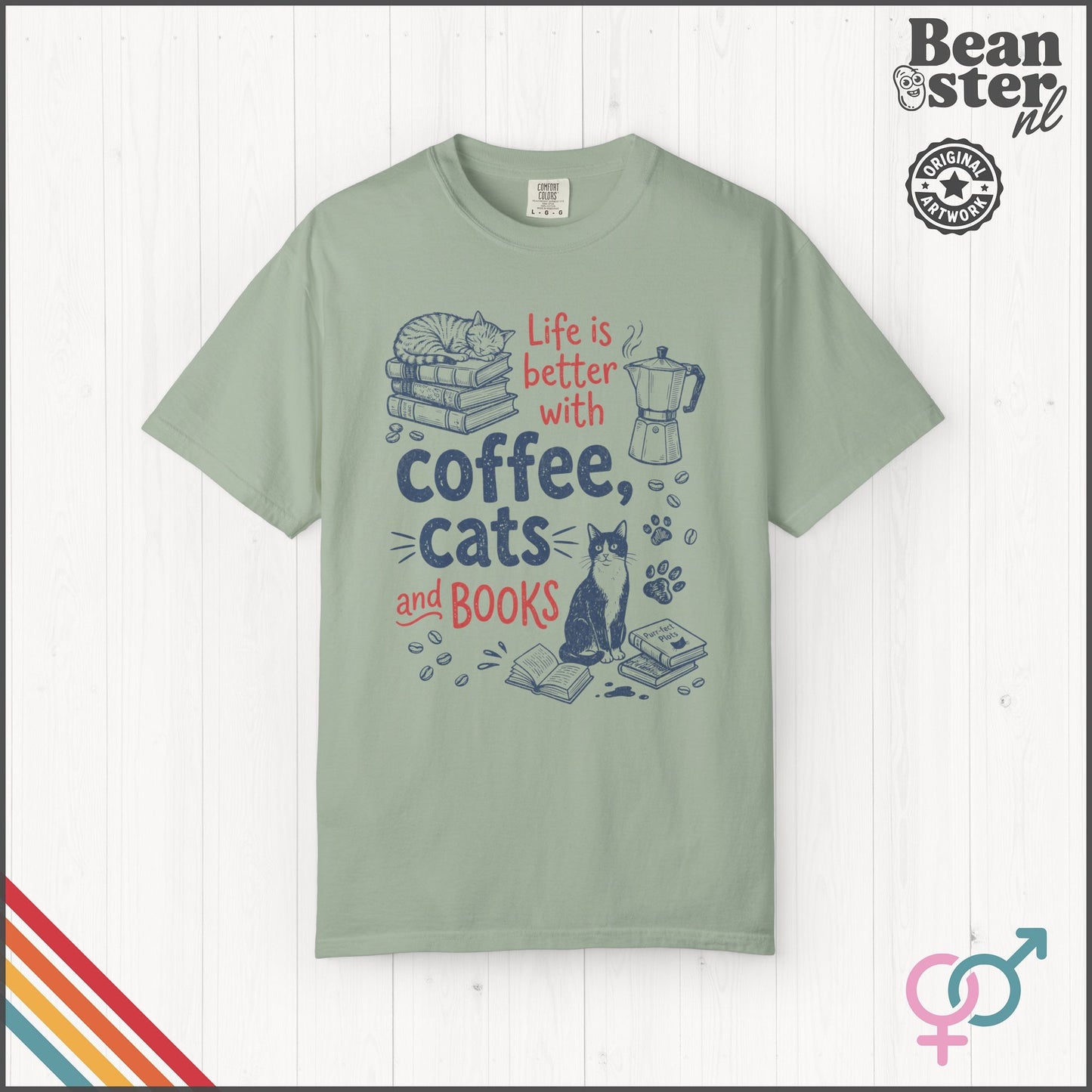 Coffee Cats And Books T-Shirt | Cozy Book Lover Gift