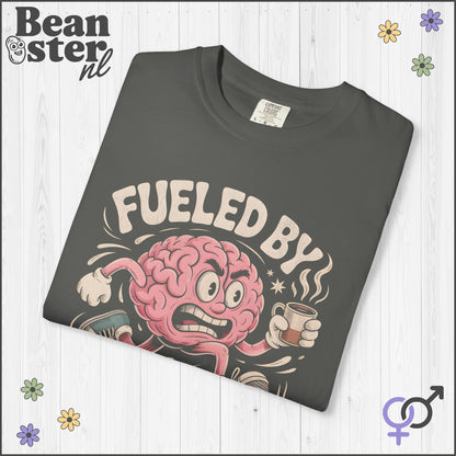 Fueled By Caffeine And Rage Funny Cartoon Brain Shirt
