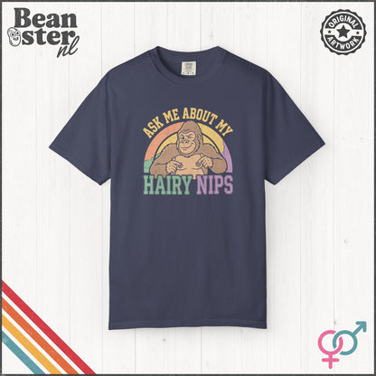 Ask Me About My Hair Nips Shirt - Funny Gorilla Nipple T-Shirt
