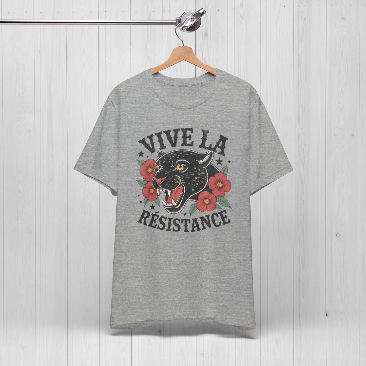 Vive la Résistance Tee – Retro Panther Floral Shirt