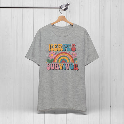 Herpes Survivor T-Shirt – Retro STD Rainbow Tee