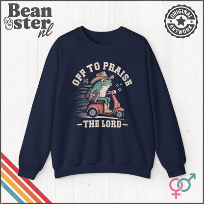 Off To Praise The Lord Frog Sweater – Funny Christian Sweatshirt