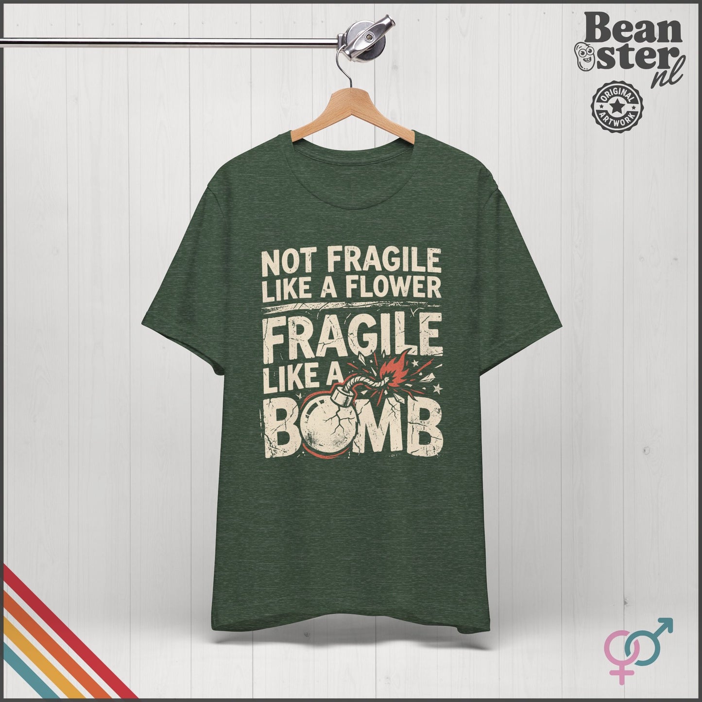 Not Fragile Like a Flower Feminist Bomb T-Shirt
