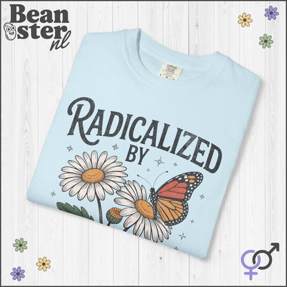 Radicalized by Basic Decency T-Shirt – Floral Butterfly Tee