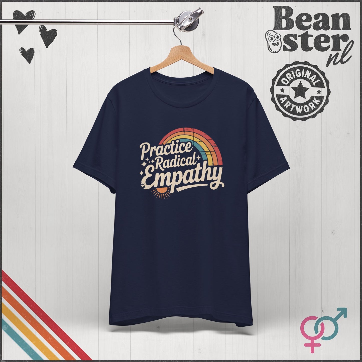 Practice Radical Empathy Tee – Retro Rainbow T-Shirt
