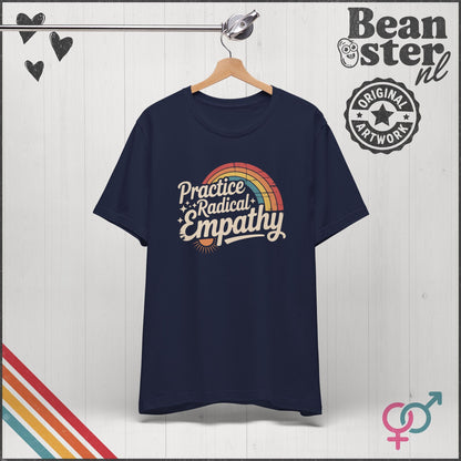 Practice Radical Empathy Tee – Retro Rainbow T-Shirt