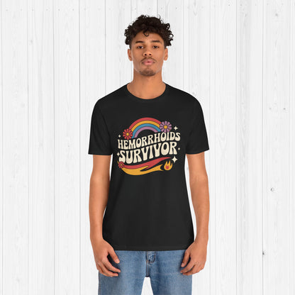 Hemorrhoids Survivor Groovy Tee – Funny Rainbow Shirt