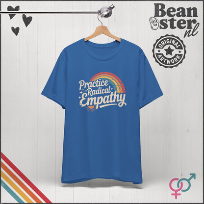 Practice Radical Empathy Tee – Retro Rainbow T-Shirt