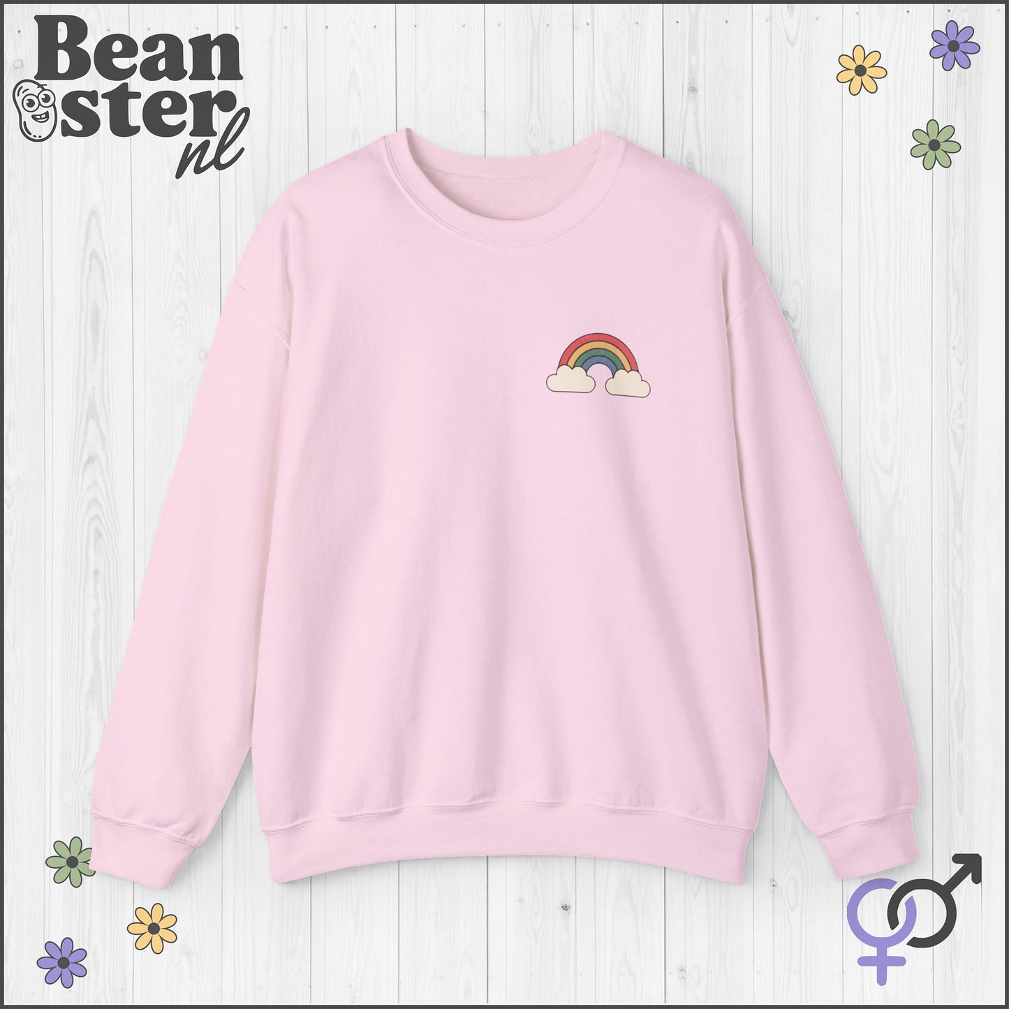 Groovy Flower Sweatshirt – Big Fan of Human Rights Back & Front