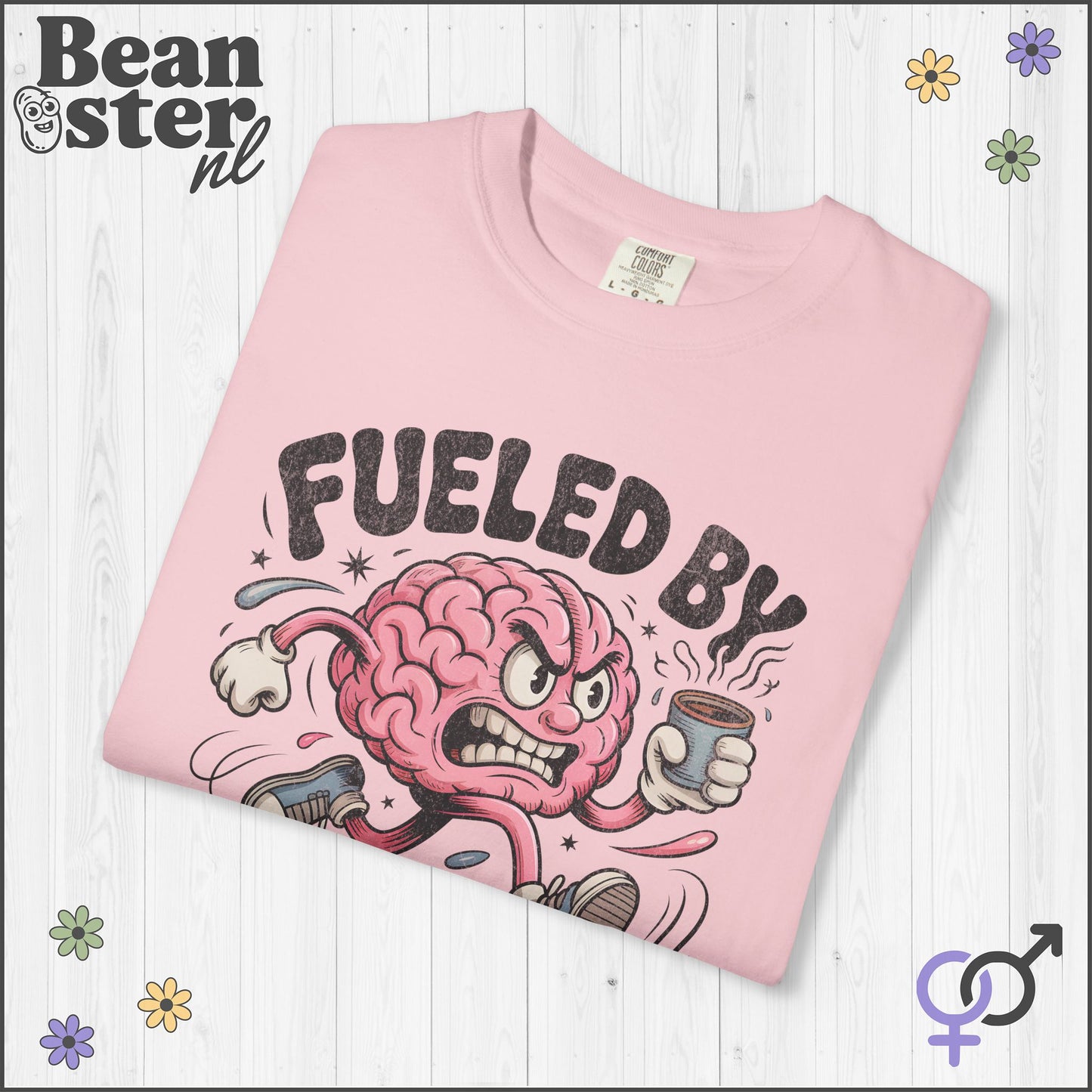 Fueled By Caffeine And Rage Funny Cartoon Brain Shirt