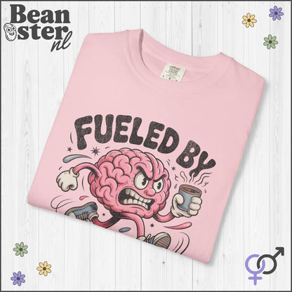 Fueled By Caffeine And Rage Funny Cartoon Brain Shirt