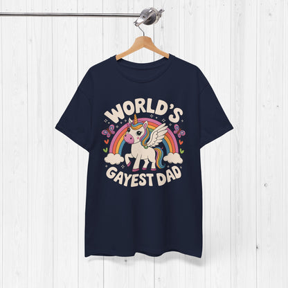 Worlds Gayest Dad T-Shirt – Rainbow Unicorn