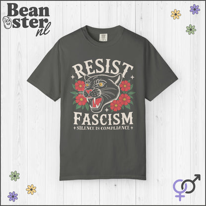 Resist Fascism Shirt – Retro Floral Panther