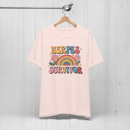 Herpes Survivor T-Shirt – Retro STD Rainbow Tee