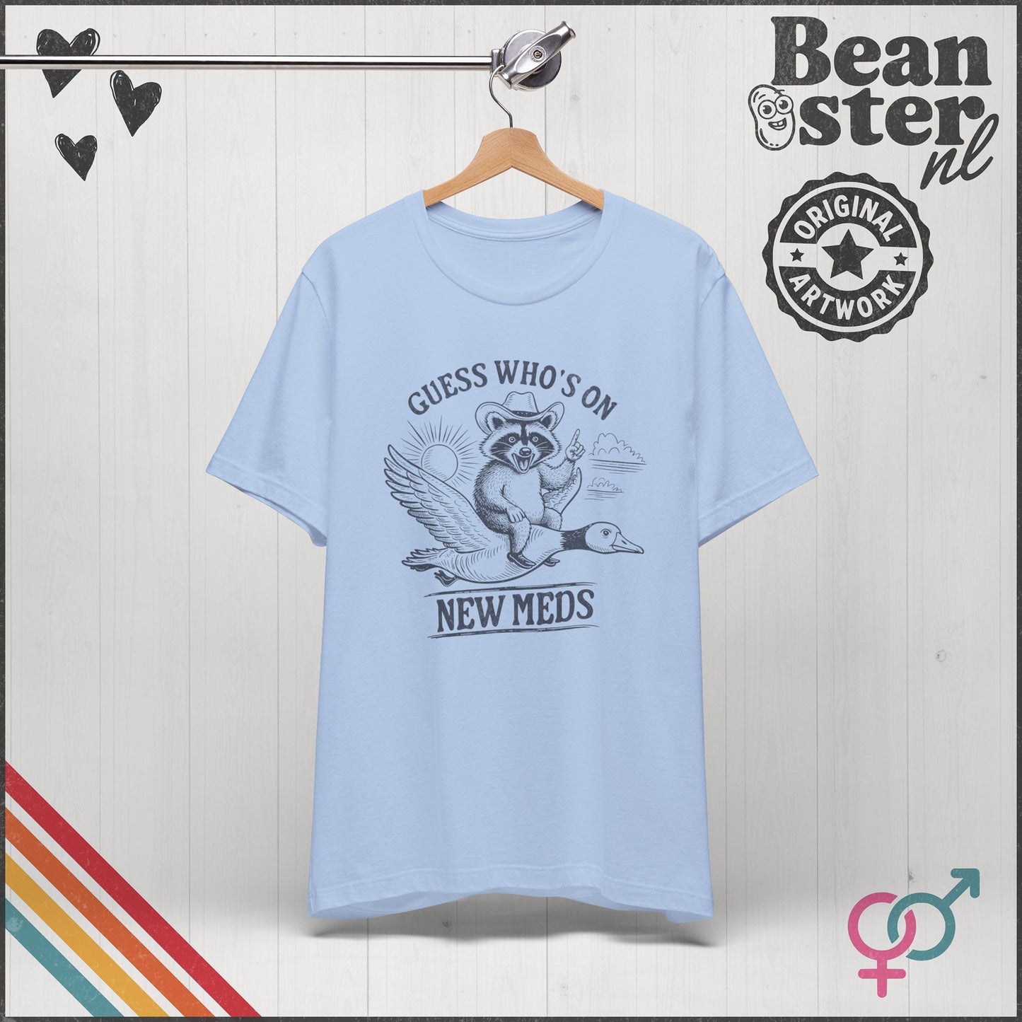 Guess Who’s On New Meds Raccoon Goose Funny Graphic Tee