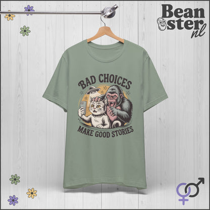 Bad Choices Make Good Stories Gorilla Cat Graphic Tee