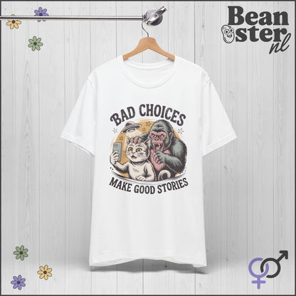 Bad Choices Make Good Stories Gorilla Cat Graphic Tee