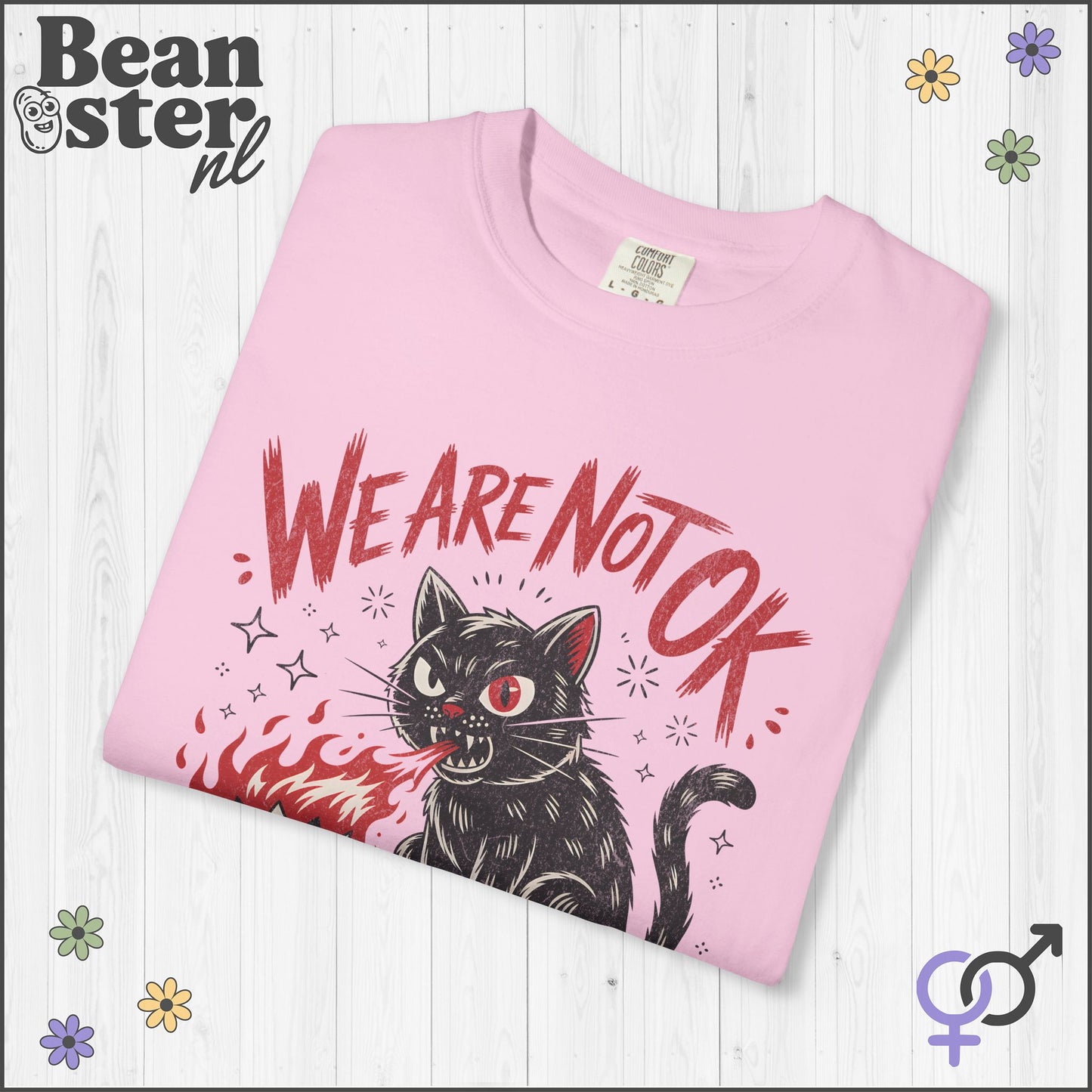 We Are Not Ok Kawaii Black Cat Shirt – Leftist Statement Tee